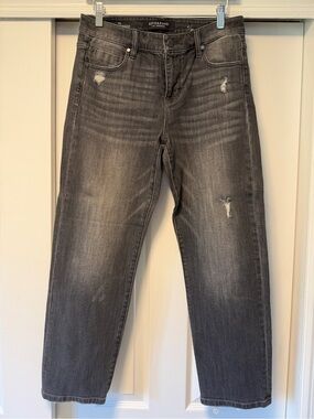 Liverpool Jeans Company Black-Grey Distressed Crop Straight Jeans